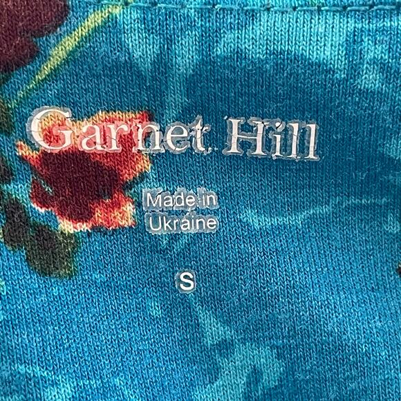 Garnet Hill Starlet Knit Blue Floral Dress Surplice Neck Sleeveless SMALL Summer - Picture 8 of 10
